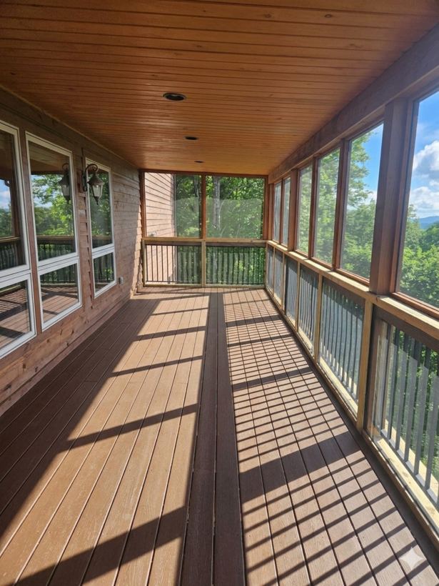 Screened Porch by Mountain Fence and Deck