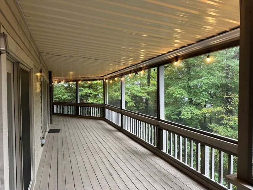 Screened Porch by Mountain Fence and Deck